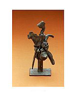 Bronze sculpture of an abstract rider 