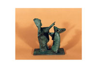 Bronze sculpture titled the sleepwalkers 